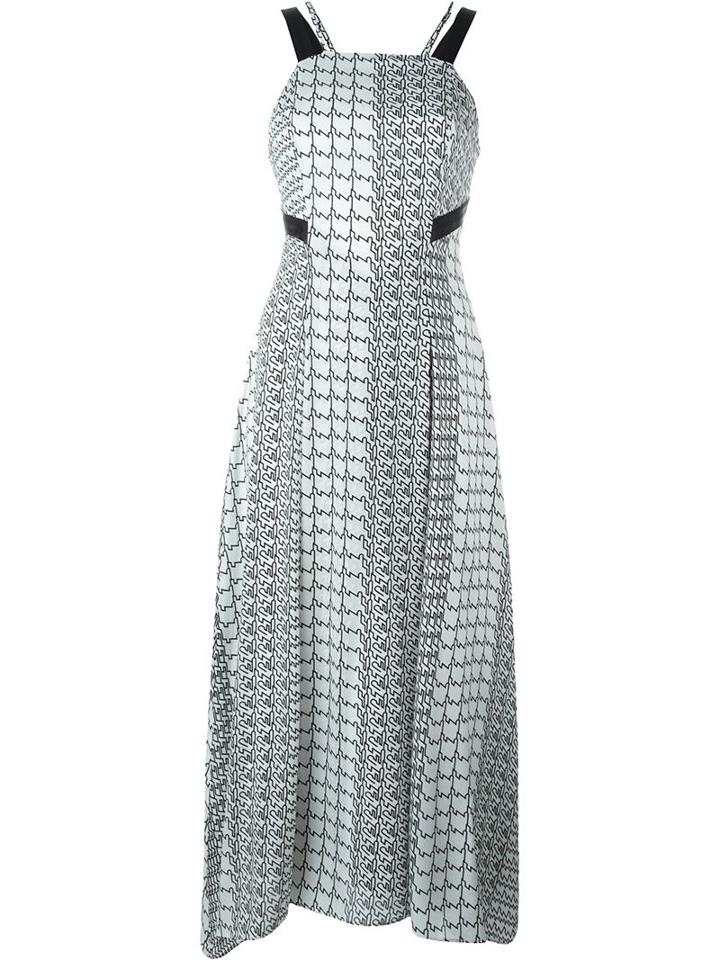 Kenzo Diagonal Stripe Dress, Women's, Size: 38, White, Silk/polyester