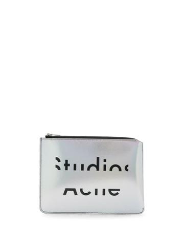 Acne Studios Metallic Logo Pouch - Silver