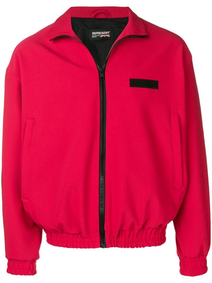 Represent Contrast Logo Bomber Jacket - Red