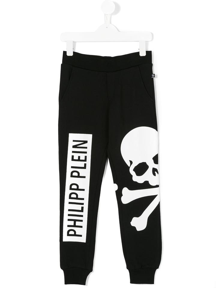 Philipp Plein Kids - Printed Jogging Trousers - Kids - Cotton - 12 Yrs, Black