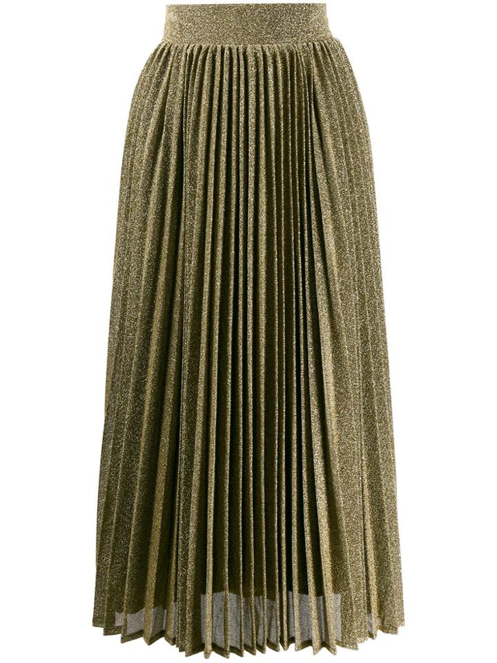 Amuse Pleated Mid-length Skirt - Gold