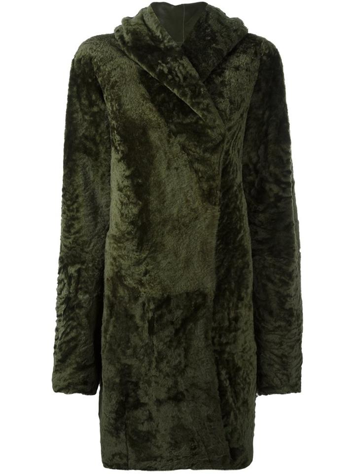 Sylvie Schimmel Hooded Shearling Coat, Women's, Size: 42, Green, Lama Fur/lamb Skin
