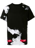 Off-white Painted Print T-shirt, Men's, Size: Medium, Black, Cotton
