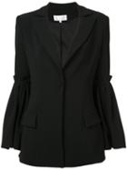 Christian Siriano - Flared Sleeve Blazer - Women - Polyester/polyurethane/silk Crepe - 10, Women's, Black, Polyester/polyurethane/silk Crepe