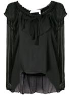 See By Chloé Ruffled Neck Tie Blouse - Black