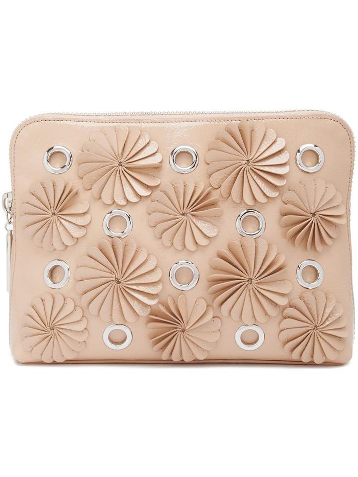 3.1 Phillip Lim Embellished Zip Clutch, Women's, Nude/neutrals, Leather