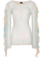 A Peace Treaty Off Shoulder Fringed Knit Dress - Multicolour