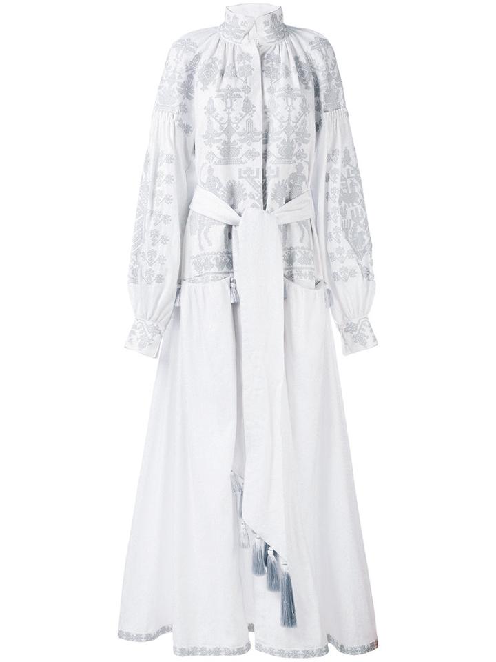 Yuliya Magdych - 'litopys' Dress - Women - Linen/flax - M, White, Linen/flax