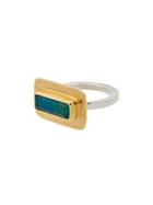 Katerina Makriyianni Mini Baguette Ring With Chrysocolla Doublet -