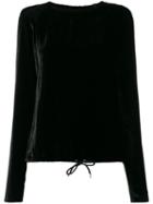 See By Chloé Drawstring Velvet Blouse, Women's, Size: 36, Black, Vegetable Fibres/silk