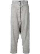 Rundholz - Drop-crotch Trousers - Women - Cotton/linen/flax/spandex/elastane - Xs, Grey, Cotton/linen/flax/spandex/elastane