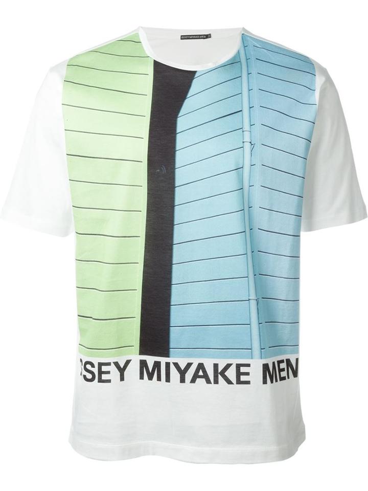 Issey Miyake Men Asymmetric Lines Print T-shirt