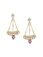 Dubini Sophia Chandelier 18kt Gold Earrings - Pink