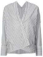 Nili Lotan Striped Single Button Shirt - Grey