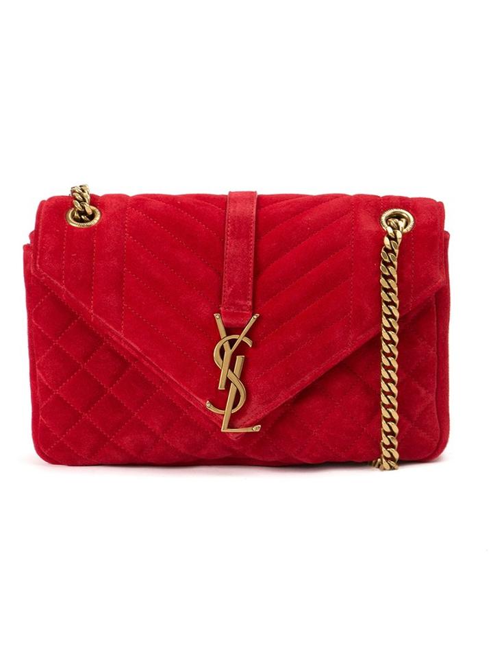 Saint Laurent Medium 'monogram' Shoulder Bag, Women's, Red