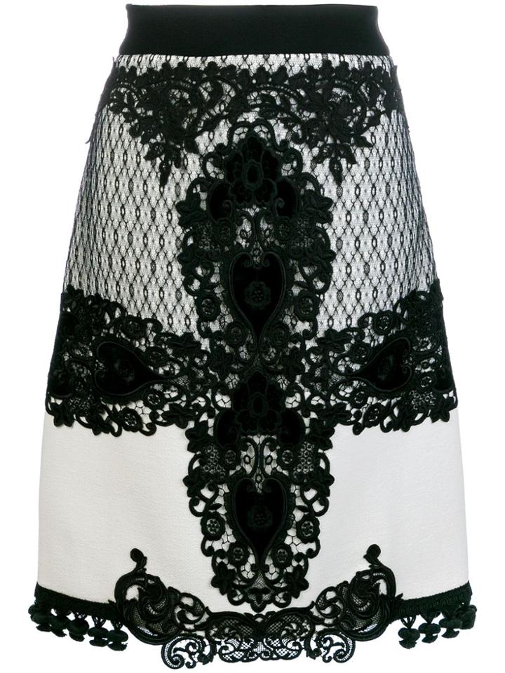 Fausto Puglisi Lace Embroidered Midi Skirt - White