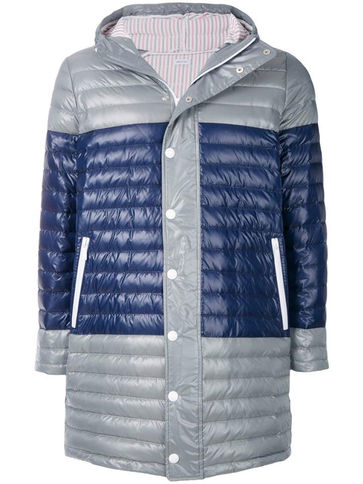Thom Browne Bicolour Down-filled Satin Coat - Grey