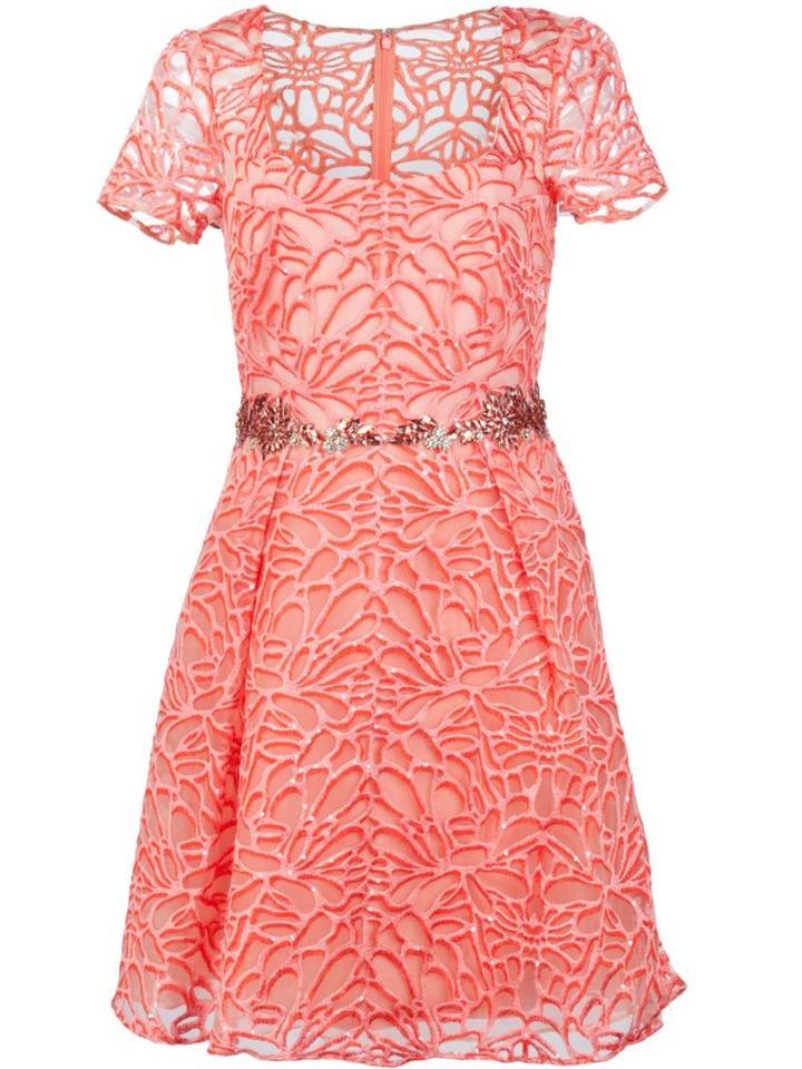 Marchesa Notte Embroidered Floral Dress, Women's, Size: 8, Pink/purple, Nylon