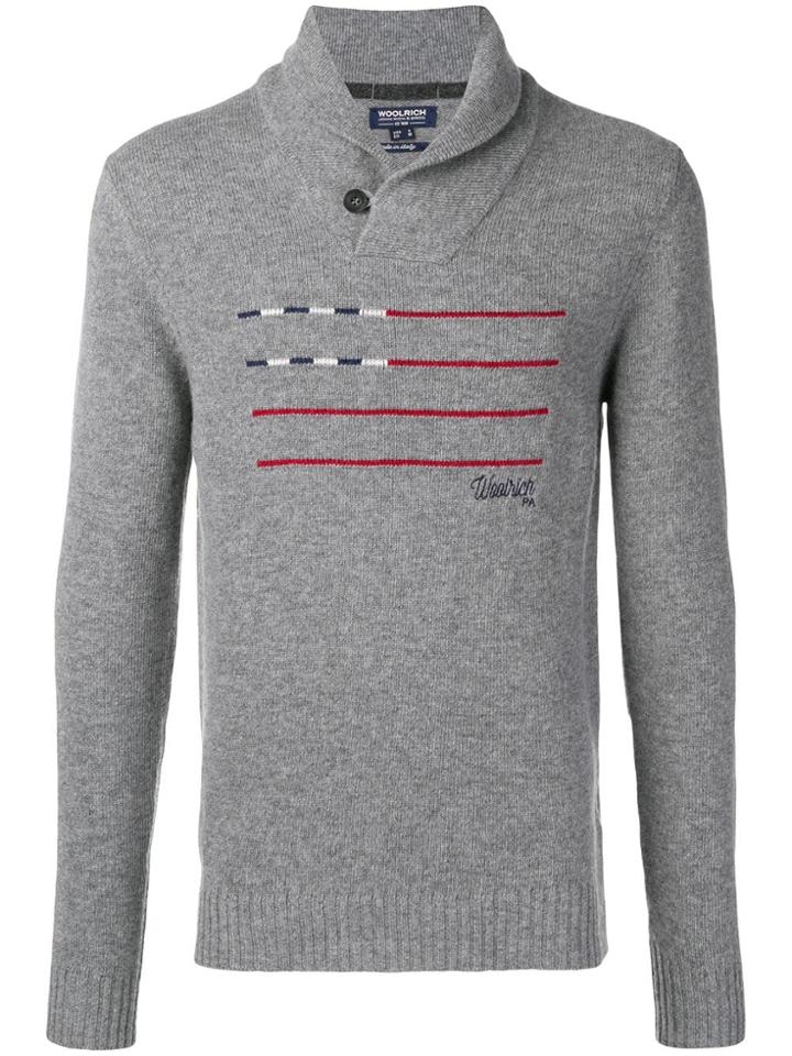 Woolrich Flag Stripes Jumper - Grey