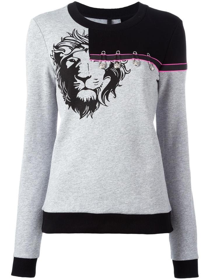 Versus Embellished Lion Sweatshirt, Women's, Size: Xs, Grey, Cotton/spandex/elastane