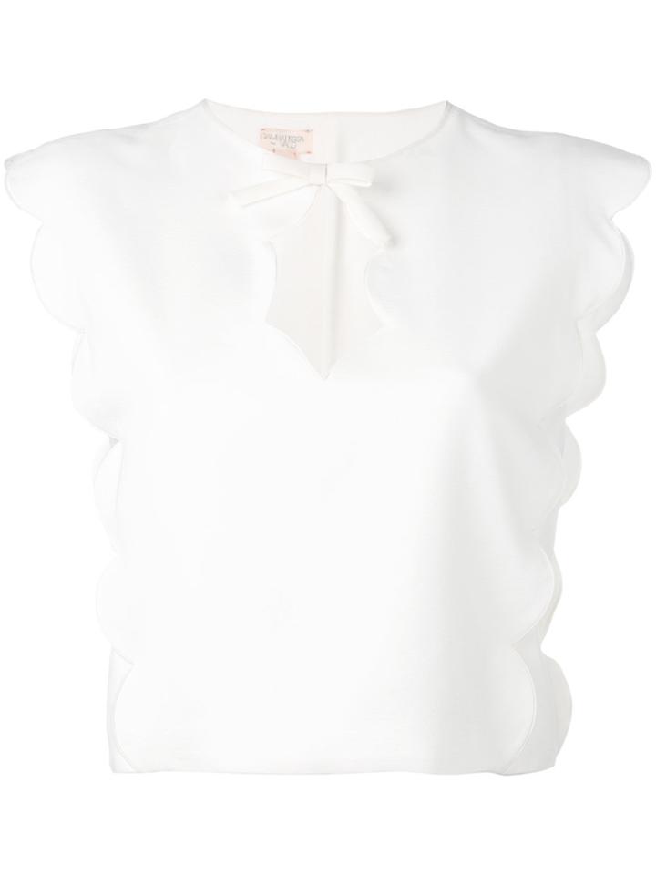 Giambattista Valli Scalloped Crop Top - White