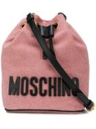 Moschino Logo Glitter Bucket Bag - Pink