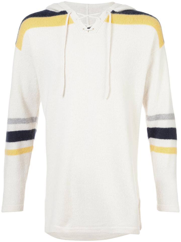 The Elder Statesman Heavy Hockey Lace-up Hoodie - White
