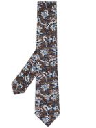 Kiton Painted Floral Tie - Blue