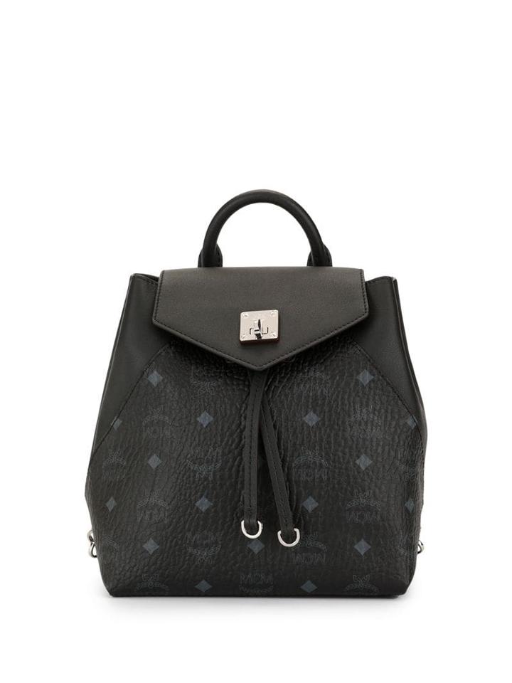 Mcm Repeat Logo Backpack - Black