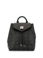 Mcm Repeat Logo Backpack - Black
