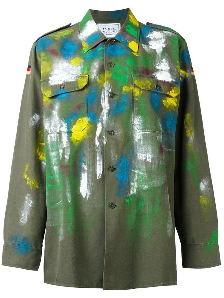 Forte Couture Paint Mark Military Jacket, Women's, Size: Small, Green, Cotton/polyester