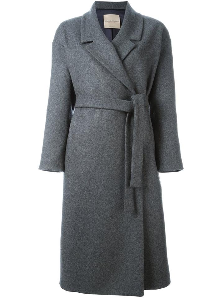 Erika Cavallini Belted Trench Coat, Women's, Size: 40, Grey, Polyamide/viscose/virgin Wool