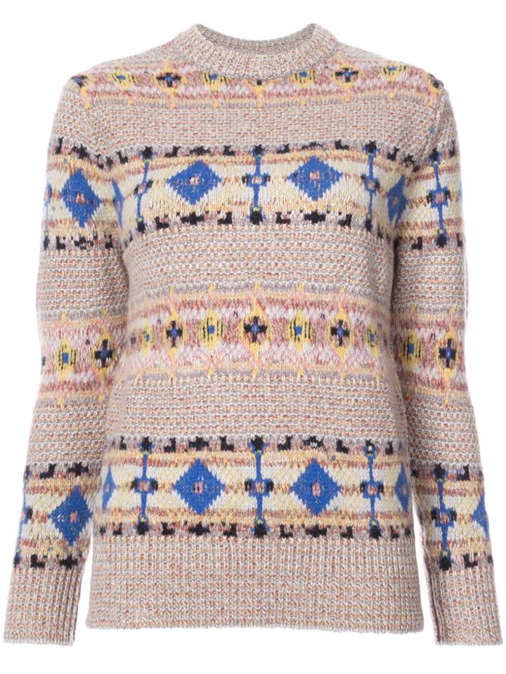 Victoria Beckham Fair Isle Knit Jumper - Grey