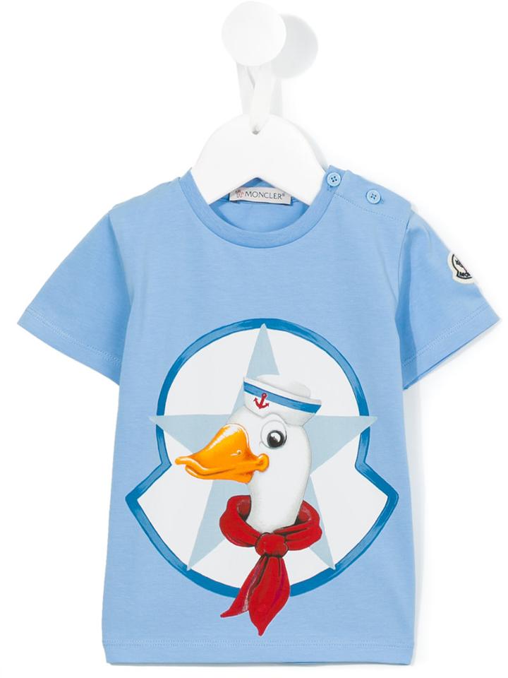 Moncler Kids Duck Motif T-shirt, Boy's, Size: 18-24 Mth, Blue