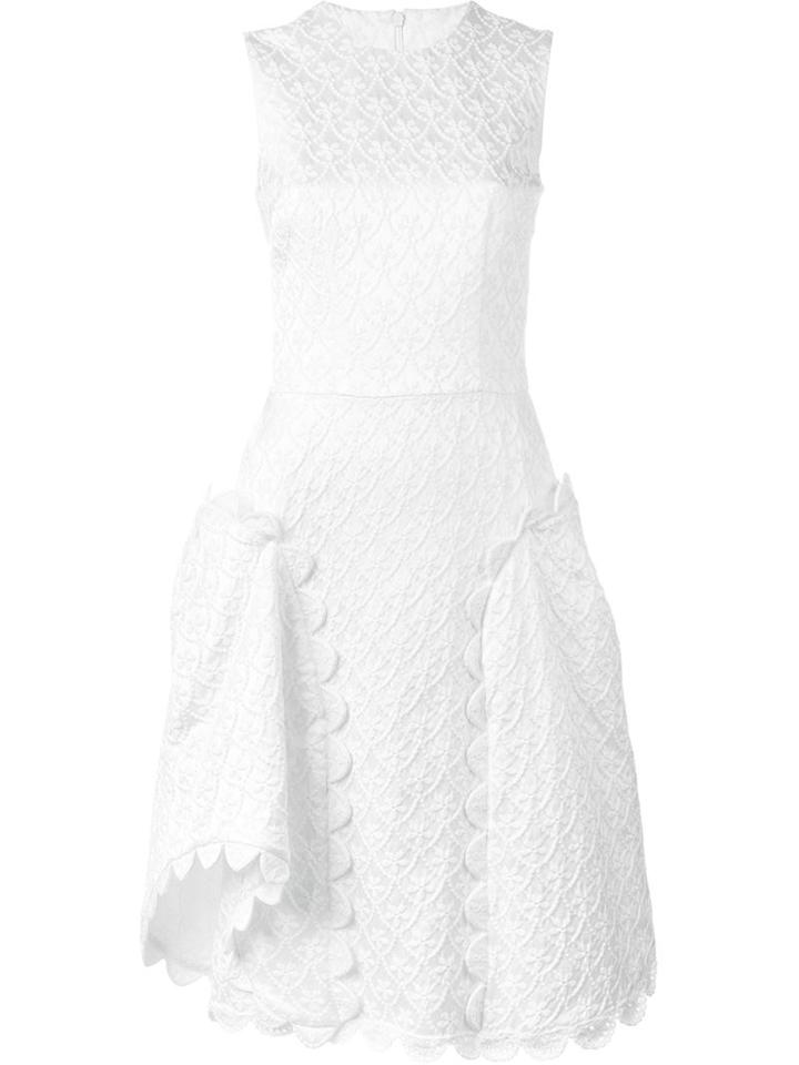 Simone Rocha Scalloped Brocade Dress, Women's, Size: 6, White, Cotton/acrylic/acetate/polyester