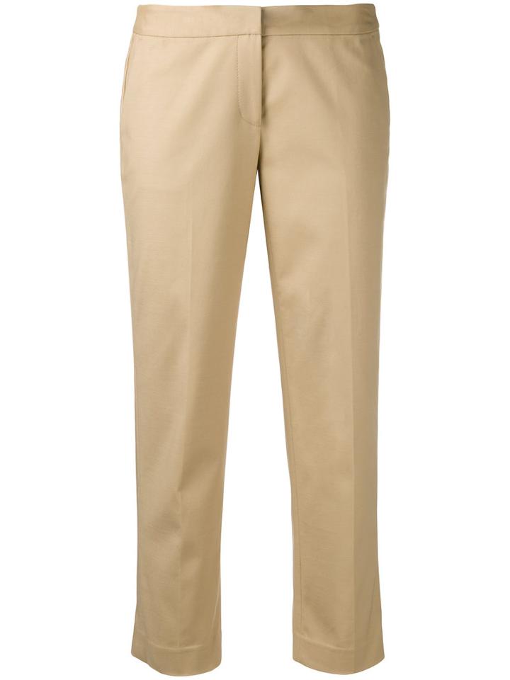 Michael Michael Kors - Straight Cropped Trousers - Women - Cotton/spandex/elastane - 8, Women's, Nude/neutrals, Cotton/spandex/elastane