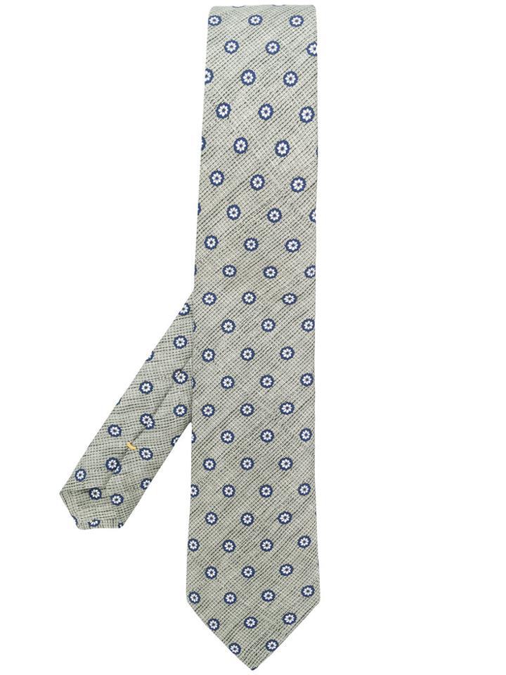 Canali Floral Print Tie - Grey