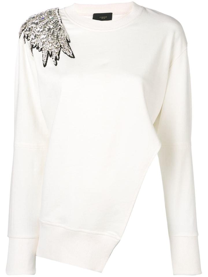 Lédition Embellished Shoulder Wing Sweatshirt - White
