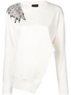 Lédition Embellished Shoulder Wing Sweatshirt - White