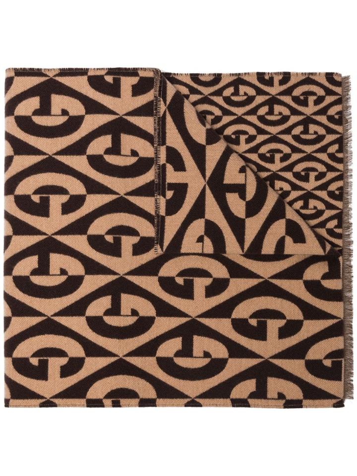 Gucci Brown Rhombus Print Logo Scarf