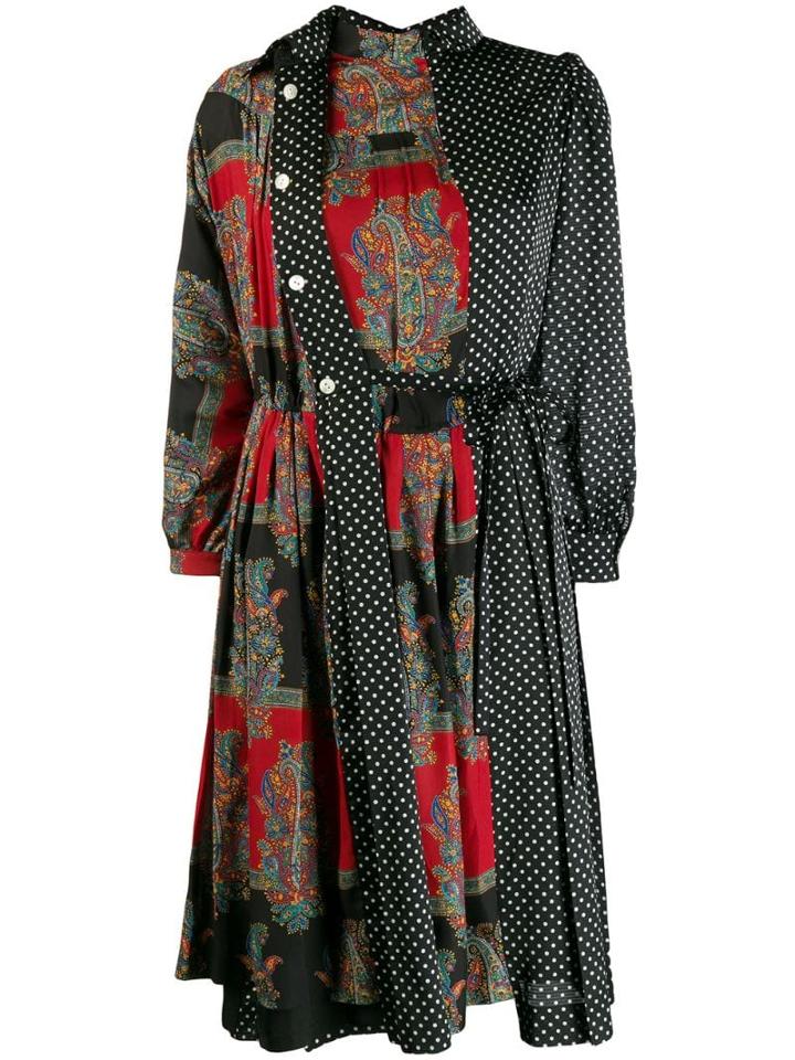 Junya Watanabe Paisley Dot Print Dress - Black