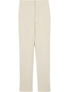 Burberry Stripe Detail Wool Silk Linen Tailored Trousers - Neutrals