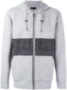 Lanvin Mixed Material Zip-up Hoodie, Men's, Size: Small, Grey, Cotton/nylon/polyamide/virgin Wool
