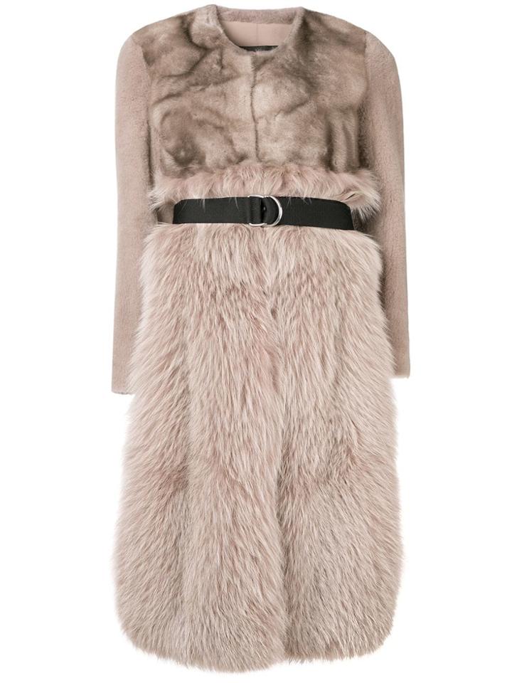 Blancha Fur Mesh Coat - Neutrals