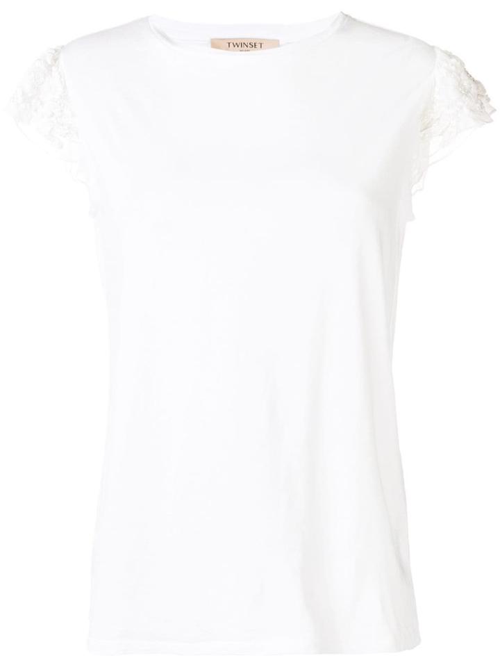 Twin-set Embellished Cap Sleeve T-shirt - White