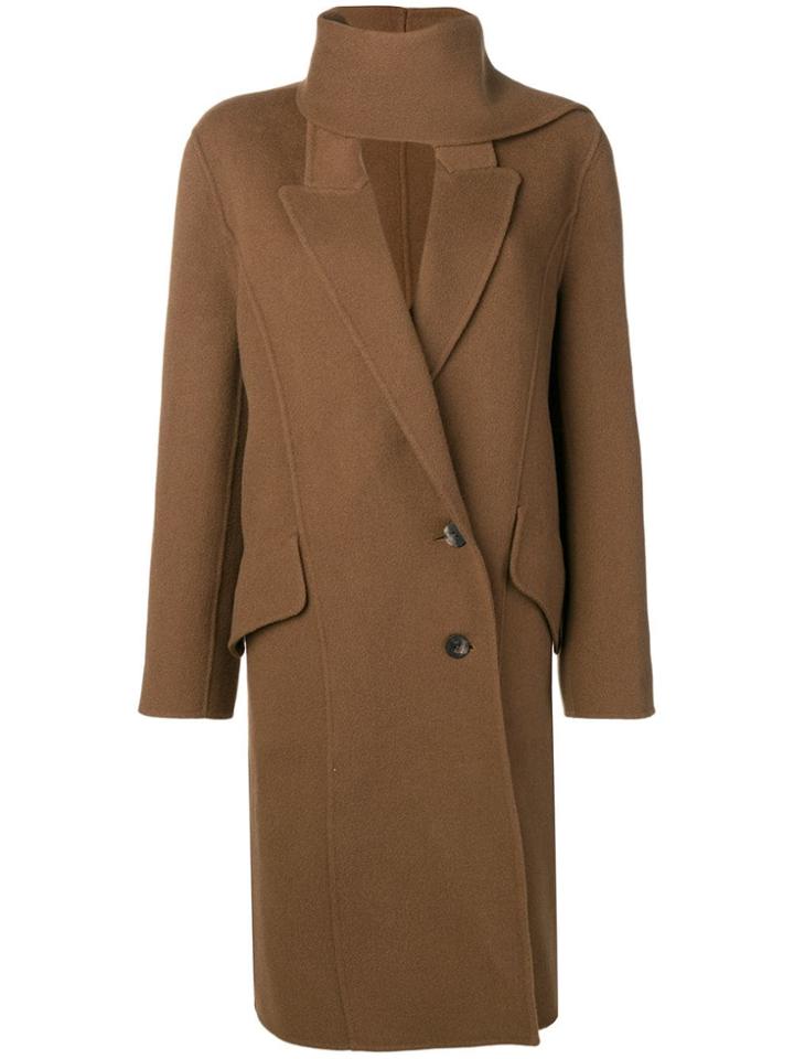 Jw Anderson Brown Double Face Wool Scarf Coat