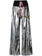 Nude Sequin Palazzo Trousers - Metallic