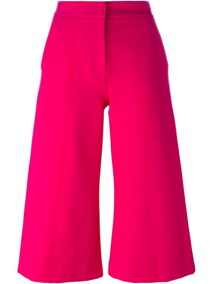 Msgm Flared Cropped Trousers, Women's, Size: 40, Pink/purple, Cotton/polyamide/spandex/elastane/polyester