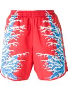 Alexander Mcqueen Wave Print Swim Shorts, Men's, Size: L, Red, Cotton