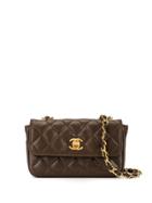 Chanel Pre-owned 1985-1993 Mini Diamond Quilted Crossbody Bag - Brown